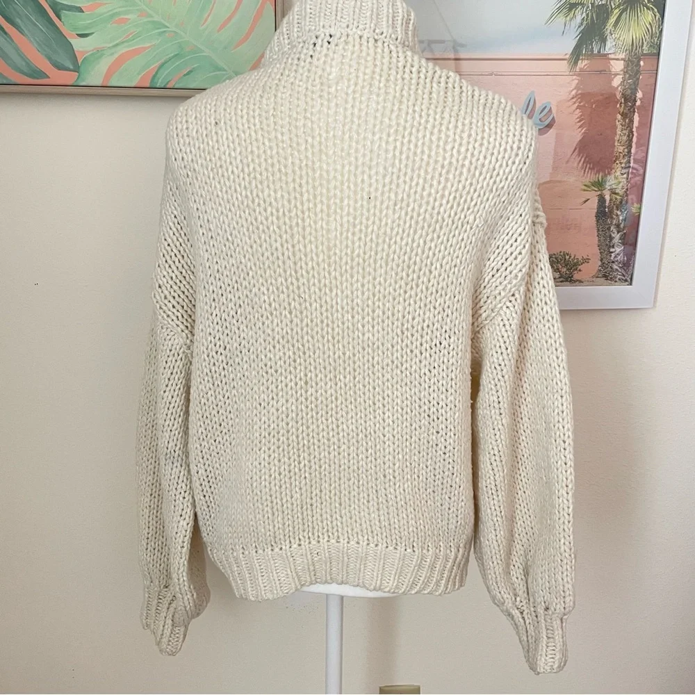 Anthropologie Duchamp The Susannah 3D Flower Cardigan Sweater In Cream S/M
